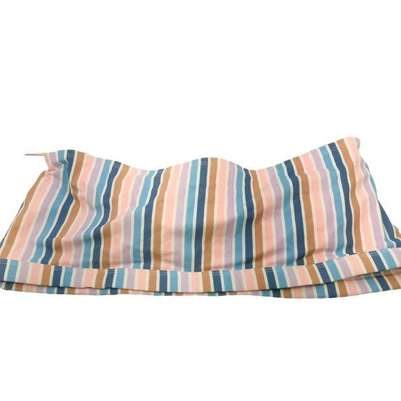 Xhilaration Women's Size 24W Metallic Thread Longline Bandeau Swim Top Striped - Picture 2 of 12